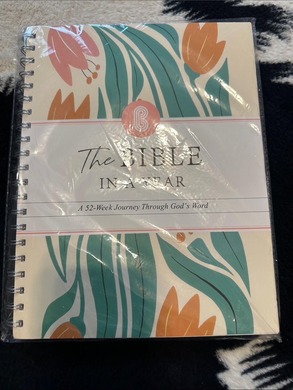 The Bible in a Year 52-Week Journal - Teal & Coral Floral Cover